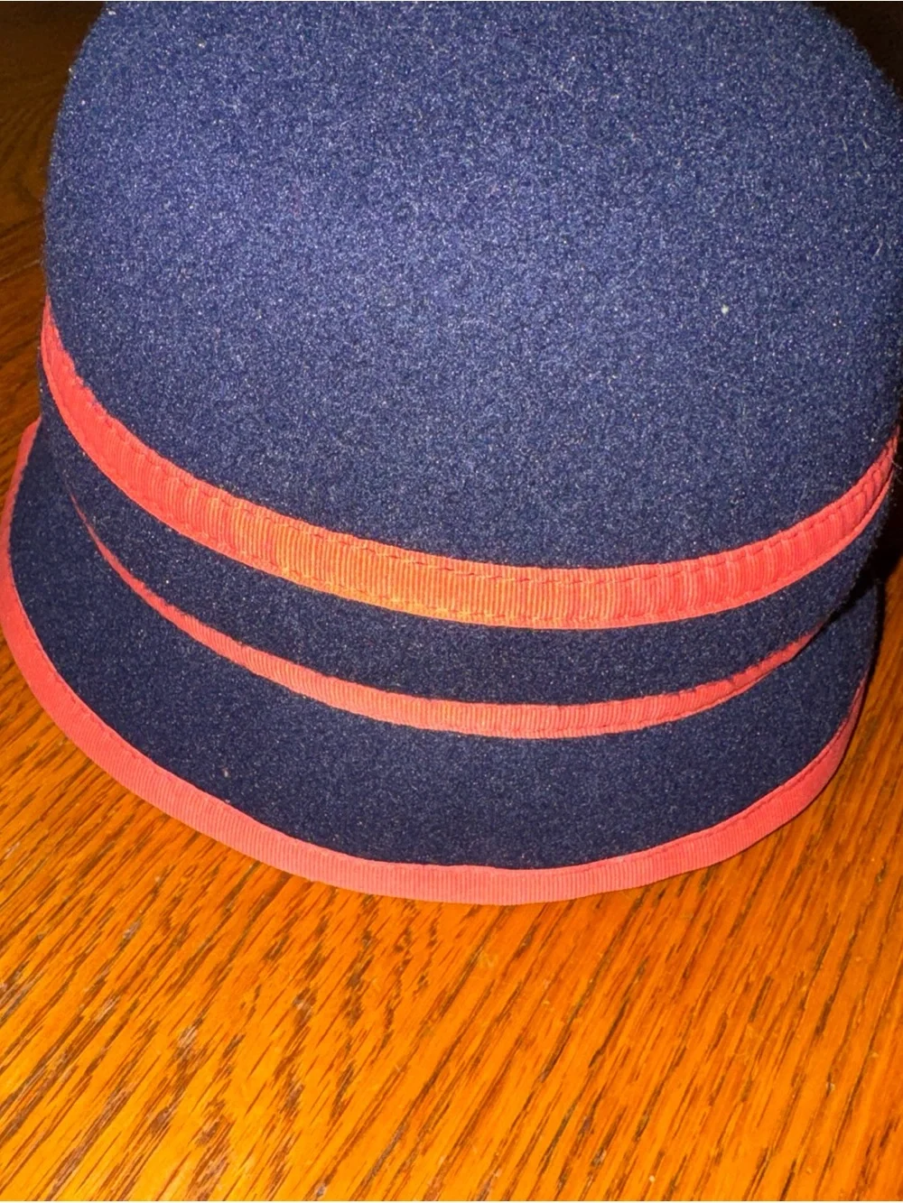 Janie and Jack Navy Blue Wool Cloche Hat with Red Trim